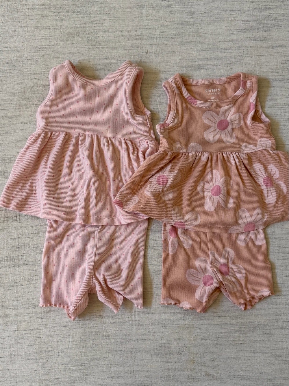 Carter's Pink Floral & Dot Sleeveless and Shorts Matching Set of 4